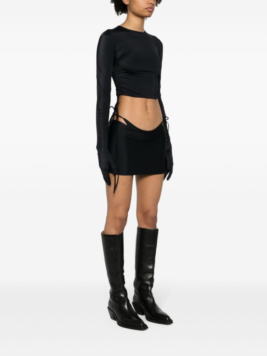 Укороченная футболка с длинным рукавом VETEMENTS, черный — фото 3