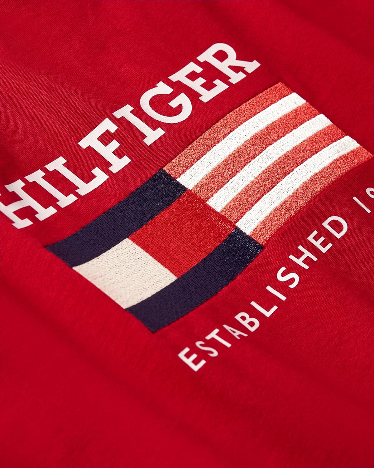 Мужские хлопковые футболки Tommy Hilfiger с коротким рукавом и вышитым логотипом-флажком, Medium Red — фото 4