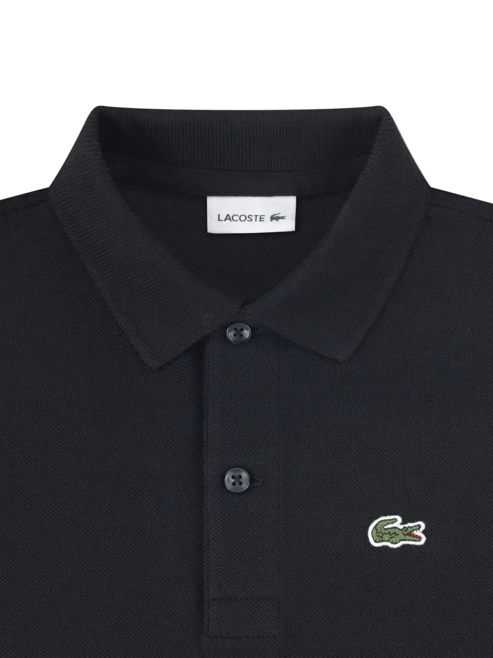 Поло с нашивкой в виде логотипа и пуговицами Lacoste Kids, черный — фото 4