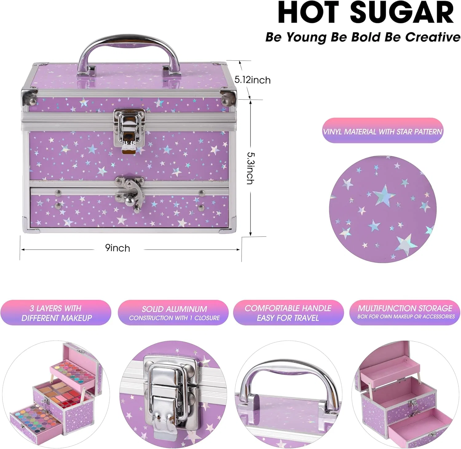 Набор косметики Hot Sugar, 70 предметов, фиолетовый — фото 2
