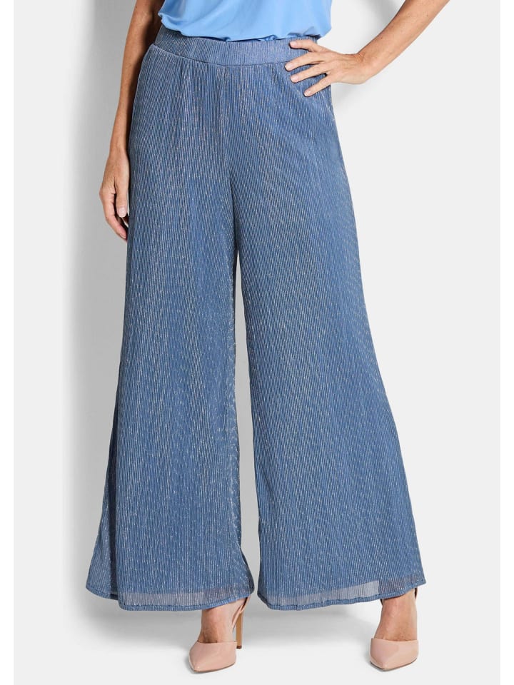 

GOLDNER Короткий размер: брюки-палаццо, модель без шнурков, с глянцевым покрытием, синего цвета