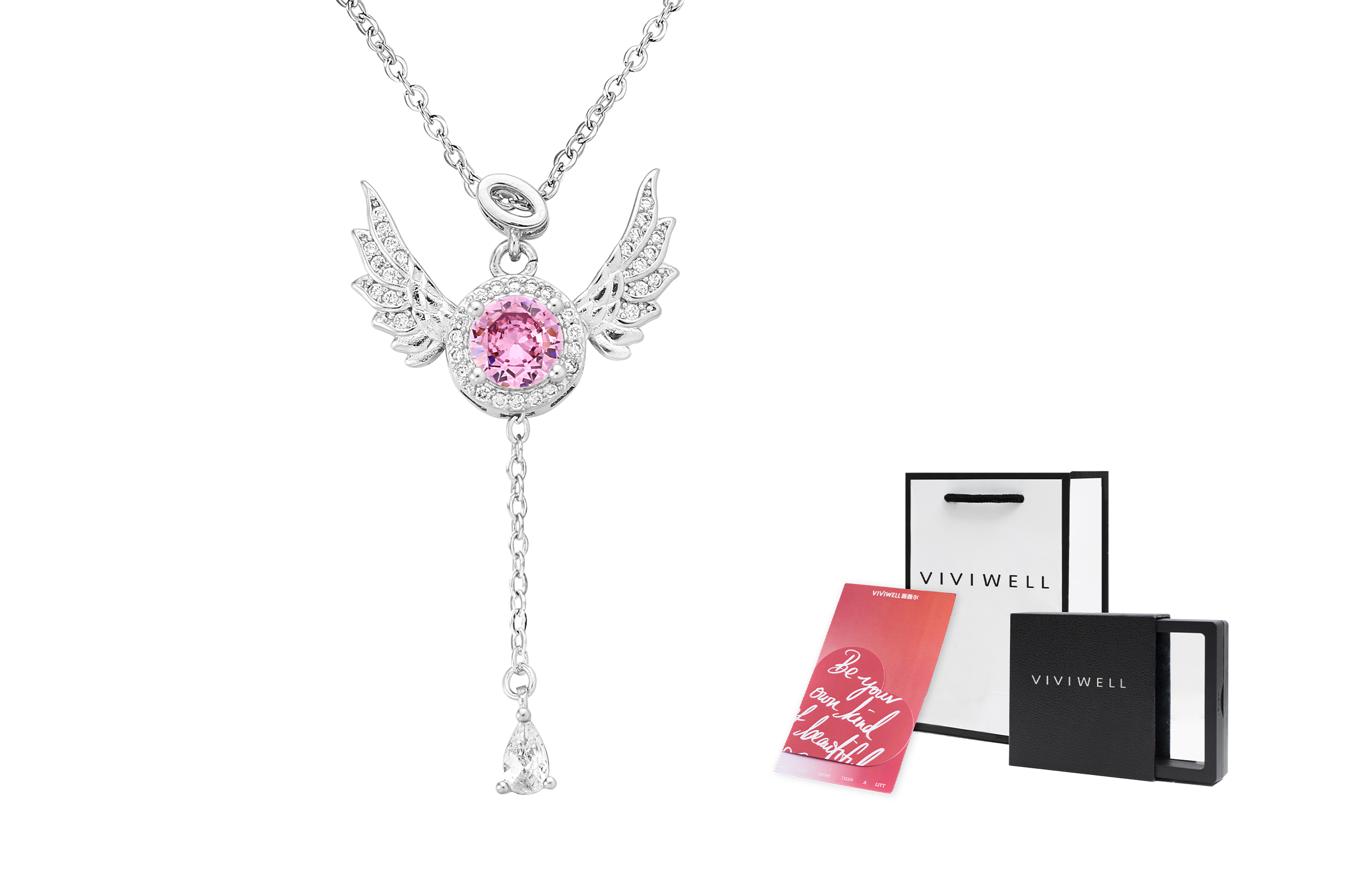 

Нишевое дизайнерское ожерелье для женщин VIVIWELL, серебристо-розовый