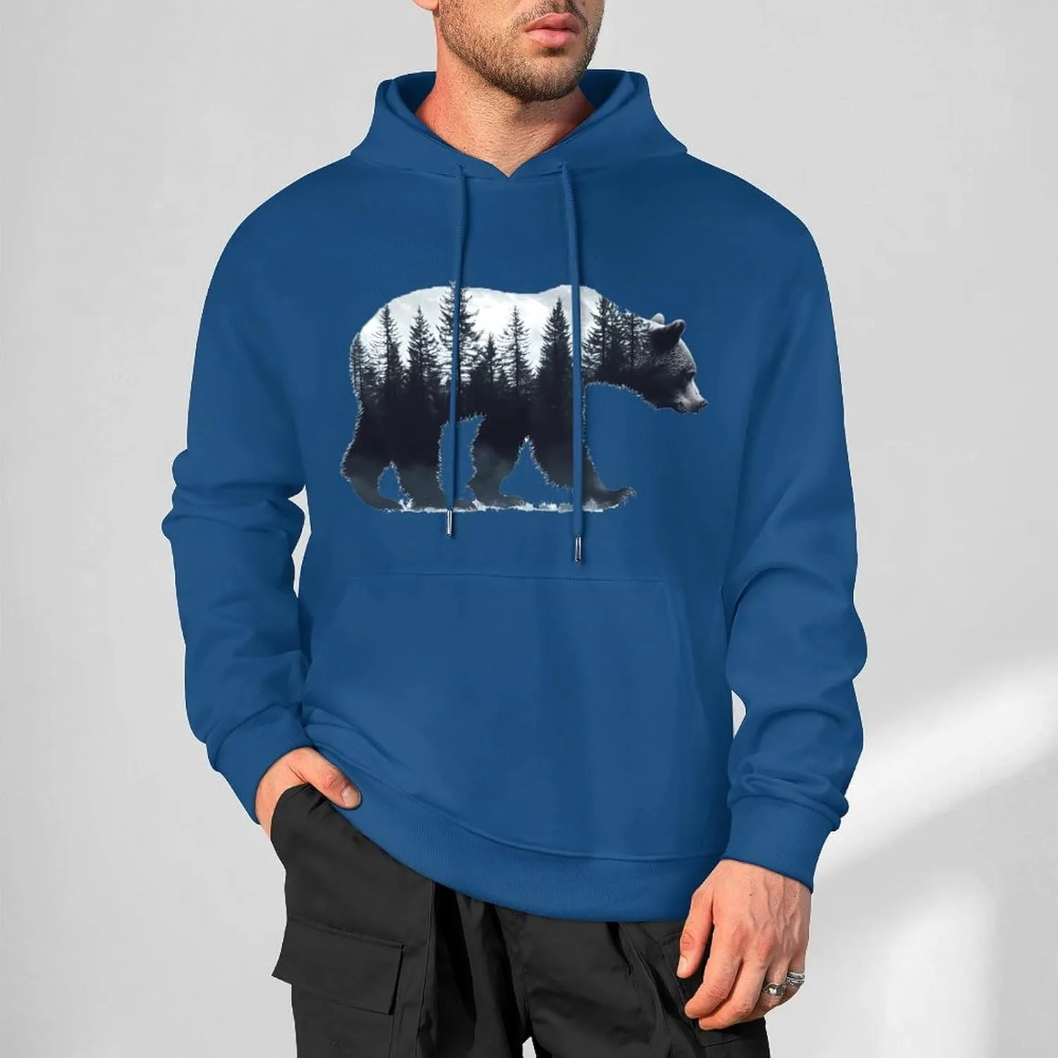 Толстовка Bear Forests Silhouette с капюшоном и карманом Generic, зеленый — фото 2