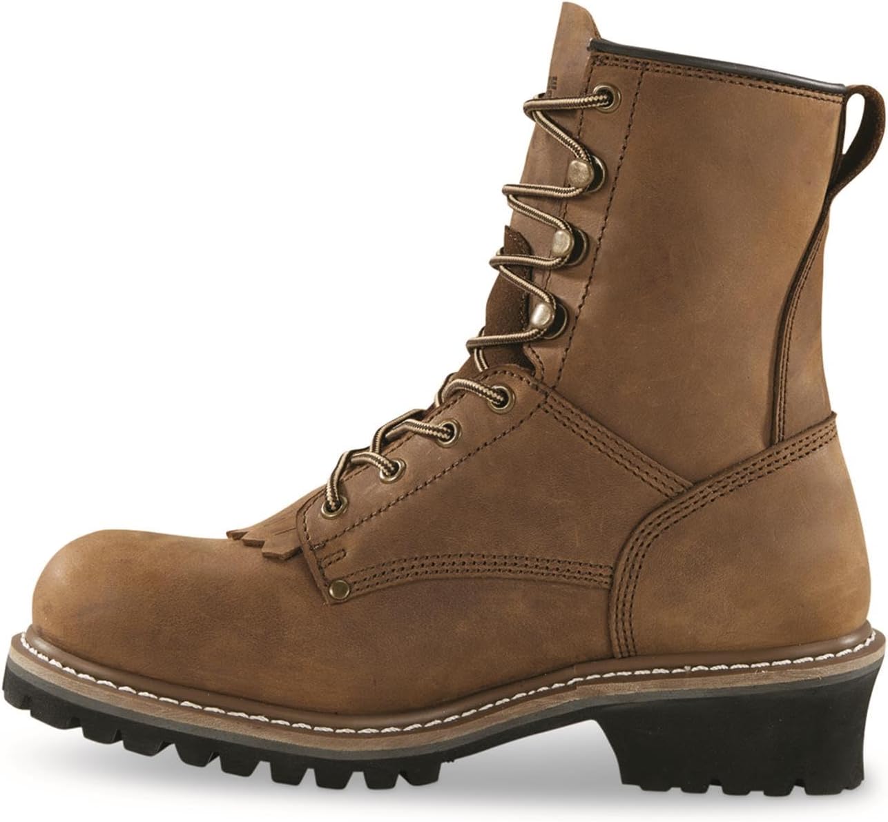 Ботинки Guide Gear Men's Sawtooth 2.0 Logger с кожаными верхами и резиновой подошвой, коричневый — фото 4