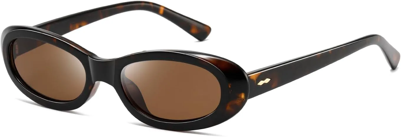 

Ретро-солнцезащитные очки овальной формы для женщин и мужчин, модные миниатюрные овальные солнцезащитные очки с винтажным шармом 90-х Thryvox, Tortoiseshell/Brown