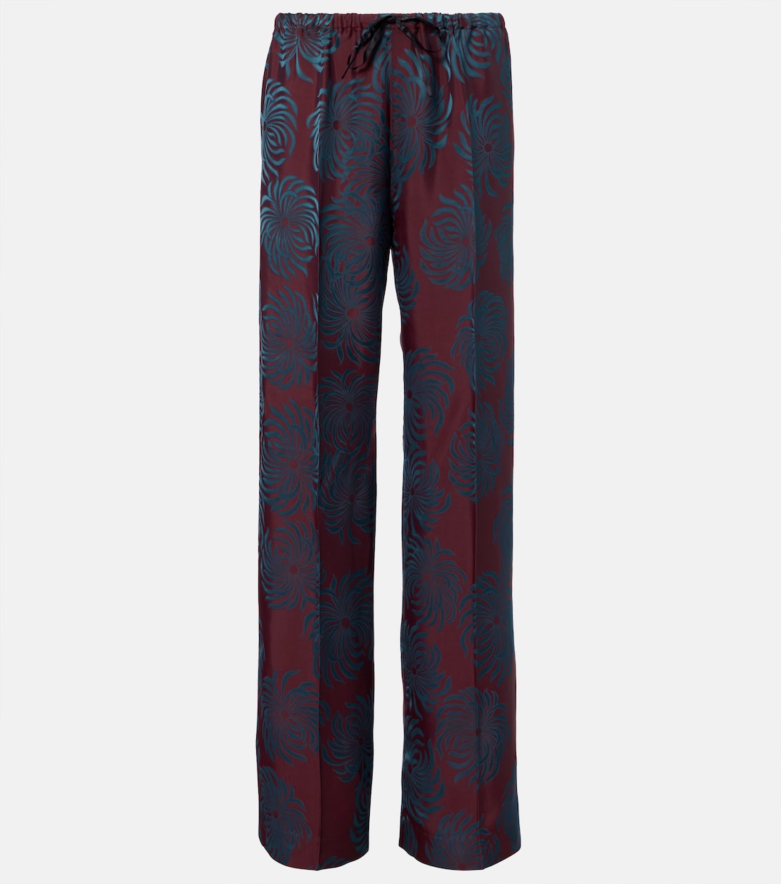 

Брюки широкие с принтом Dries Van Noten, бордовый