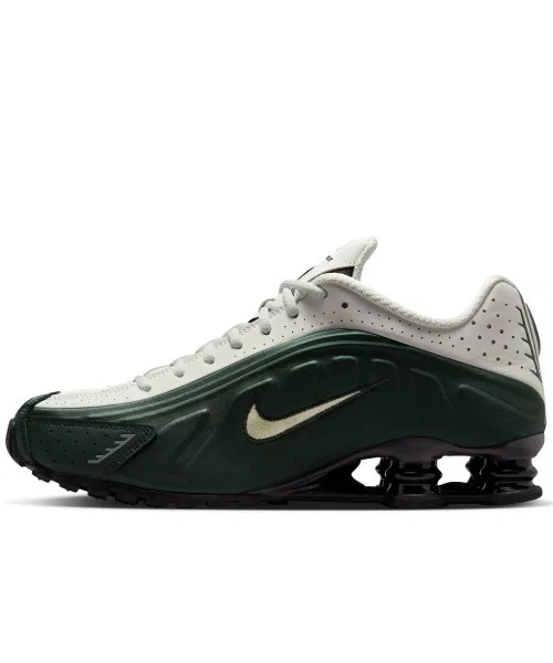 Мужские кроссовки NIKE Shox R4 с амортизацией и вентиляцией зелёные — фото 3