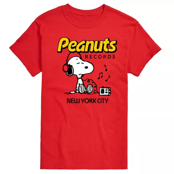 

Мужская футболка с принтом "Арахис" и наушниками Snoopy Licensed Character, красный