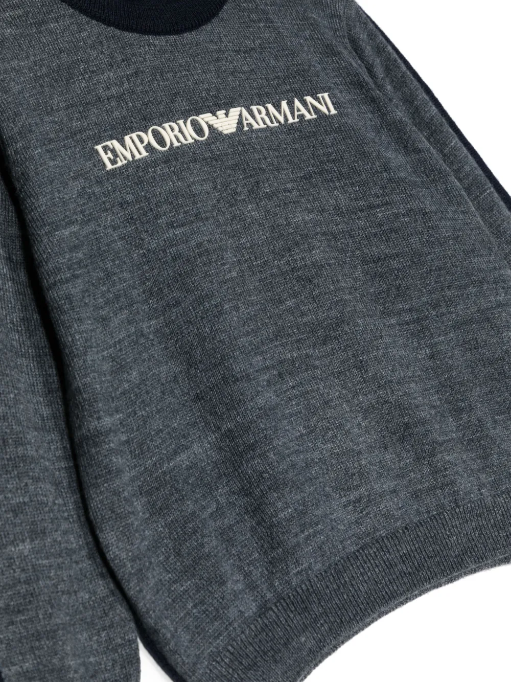 Джемпер с вышитым логотипом Emporio Armani Kids, синий — фото 3