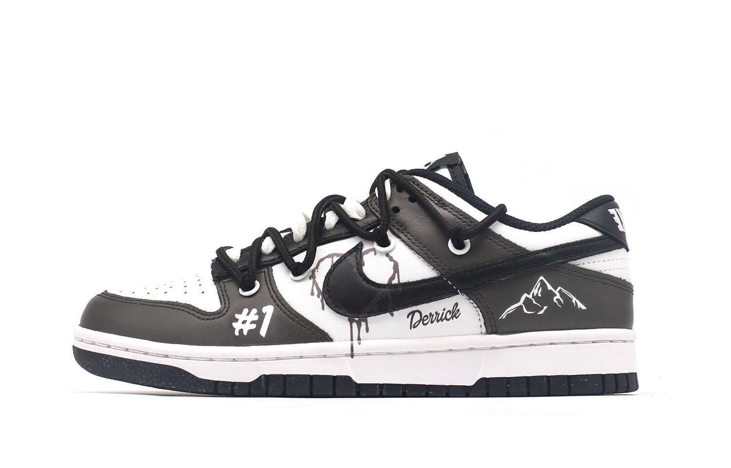 

Кроссовки Nike Dunk Skateboarding Shoes Women's Low-top Black/White/Brown, черный/белый/коричневый
