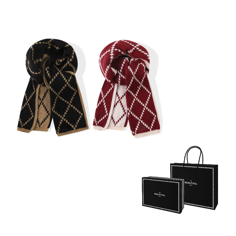 

Шарф JW Polyester Knit Unisex J W, 2 pack (черный коричневый+красный бежевый)