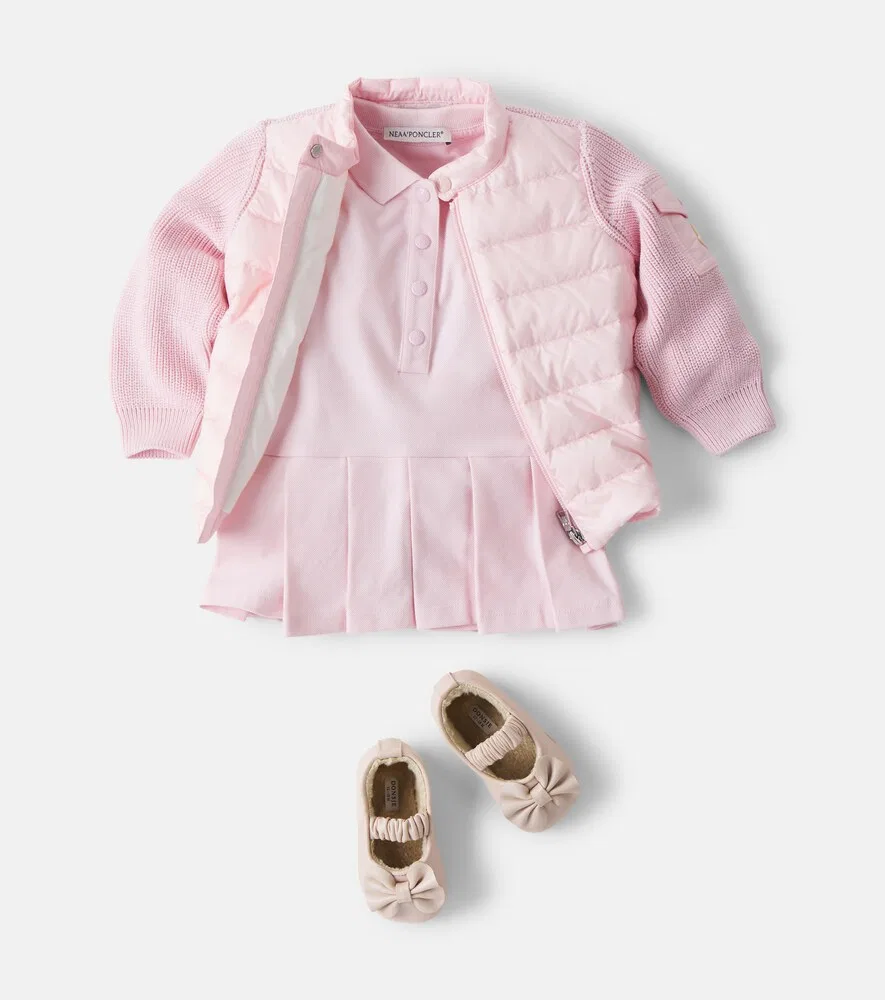 Детское поло из хлопковой смеси пике Moncler Enfant, розовый — фото 2