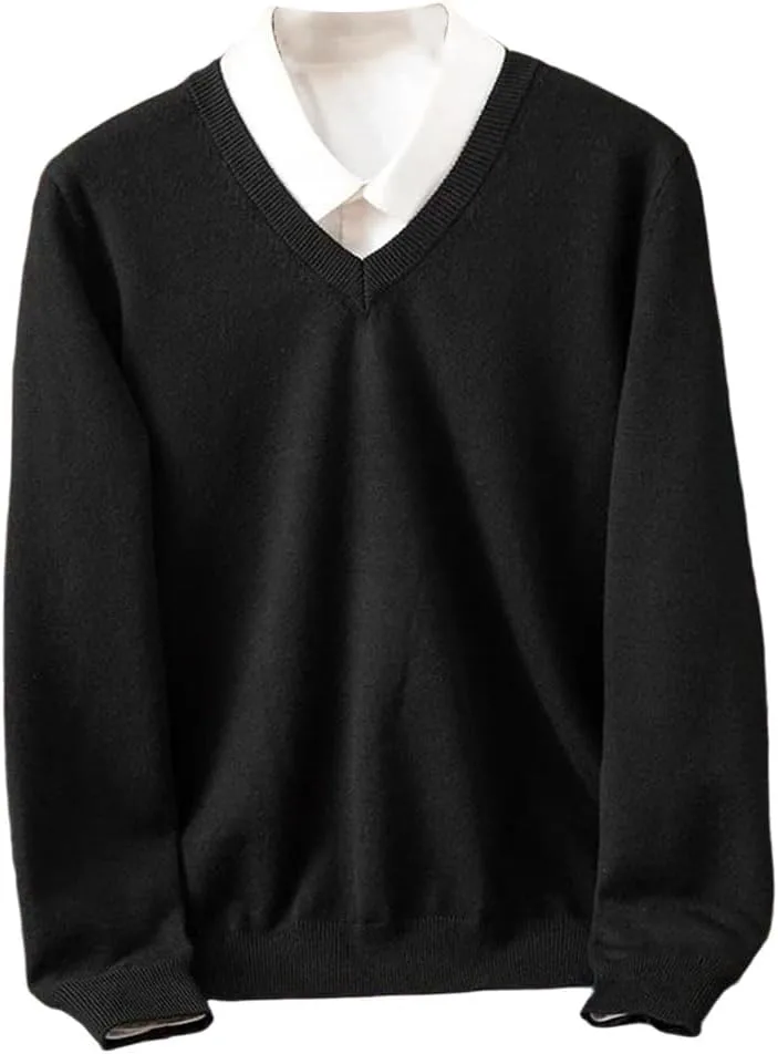 

Мужской кашемировый свитер зимний теплый V-образный вырез Dninmim