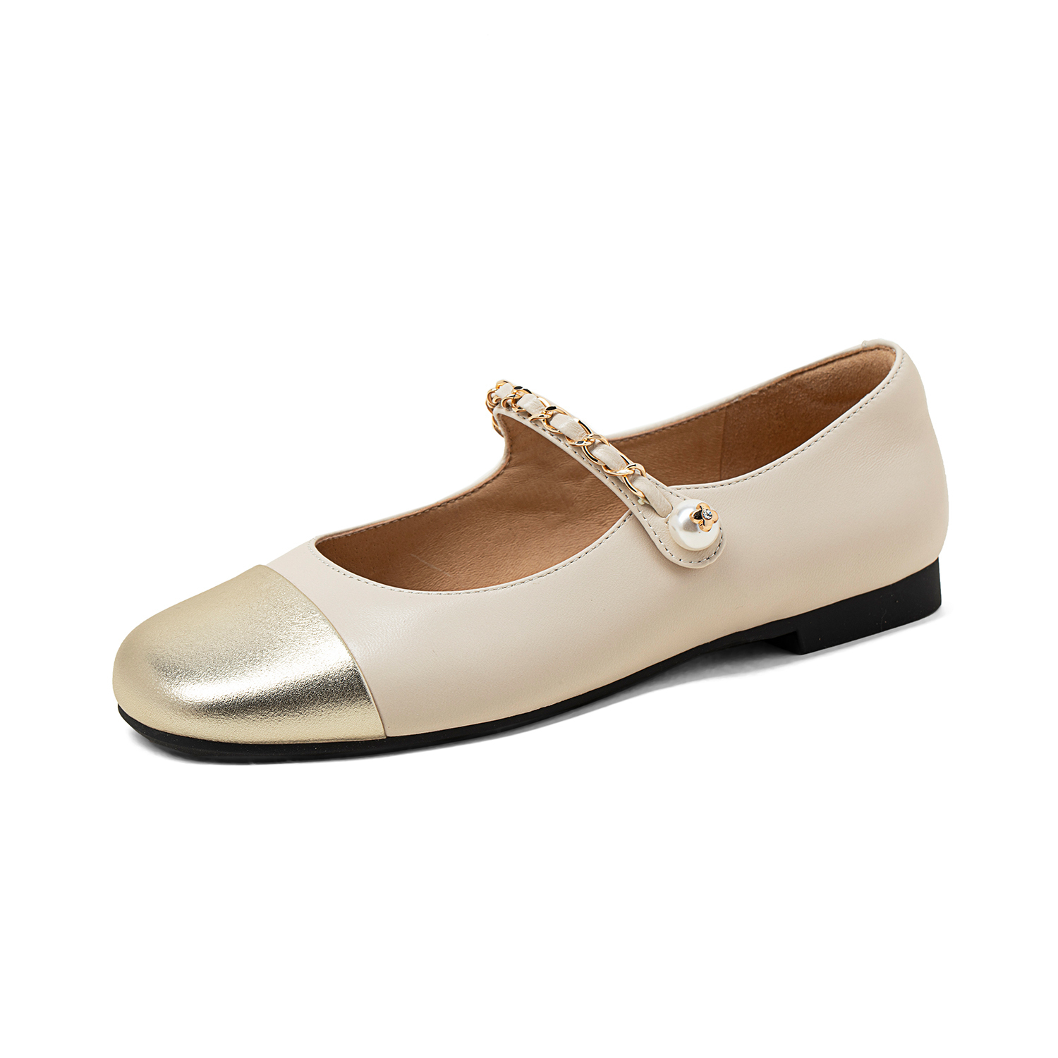 Женские туфли Flat Mary Jane COMELY, экрю, высота каблука 1,5 см