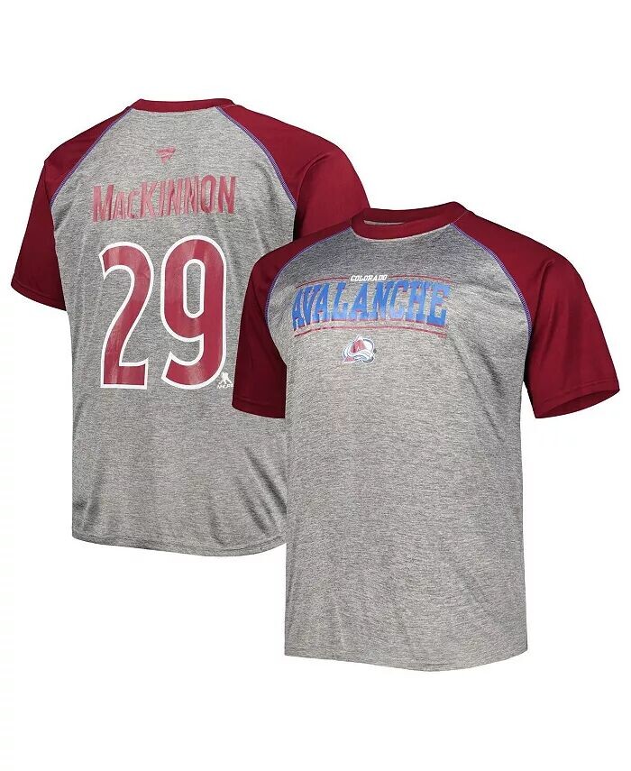 

Мужская футболка Nathan MacKinnon Heather Grey, Burgundy Colorado Avalanche Big and Tall Contrast Raglan с именем и номером Fanatics