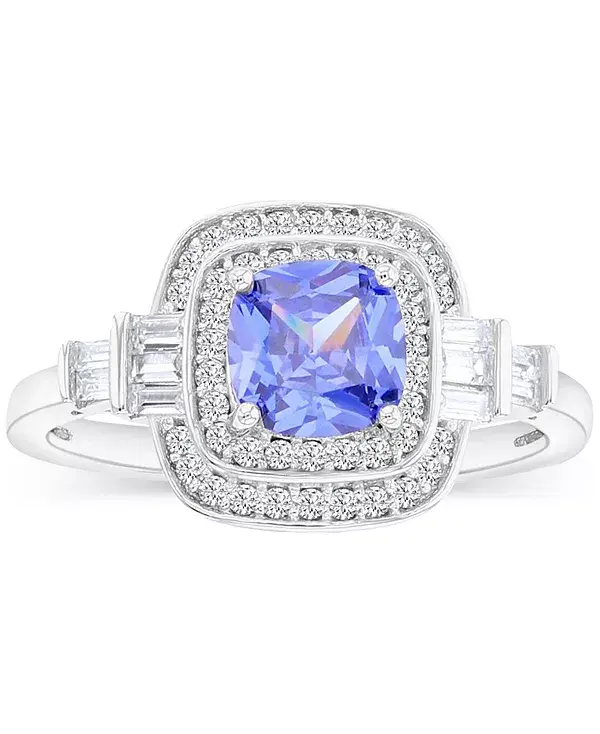 

Эффектное кольцо из стерлингового серебра с двойным ореолом в синих и белых тонах Macy'S, silver