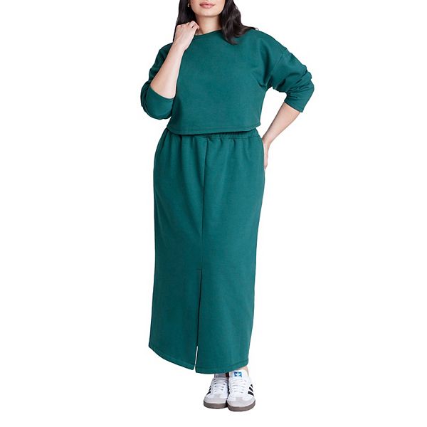 

Юбка макси French Terry plus size Eloquii, Deep Pine Green