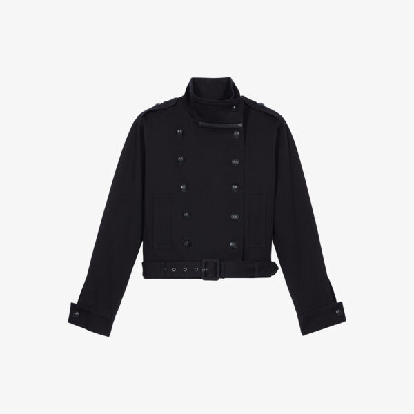 

Двубортный пиджак свободного кроя из хлопка. The Kooples, черный