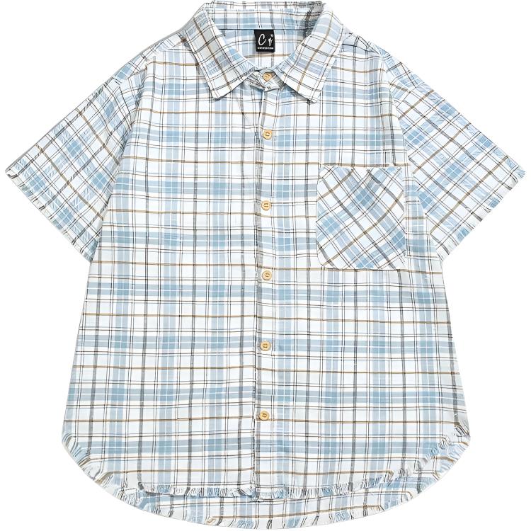 

ZIAREL Рубашка Unisex Light Blue Cuban Collar Moderate Hawaii