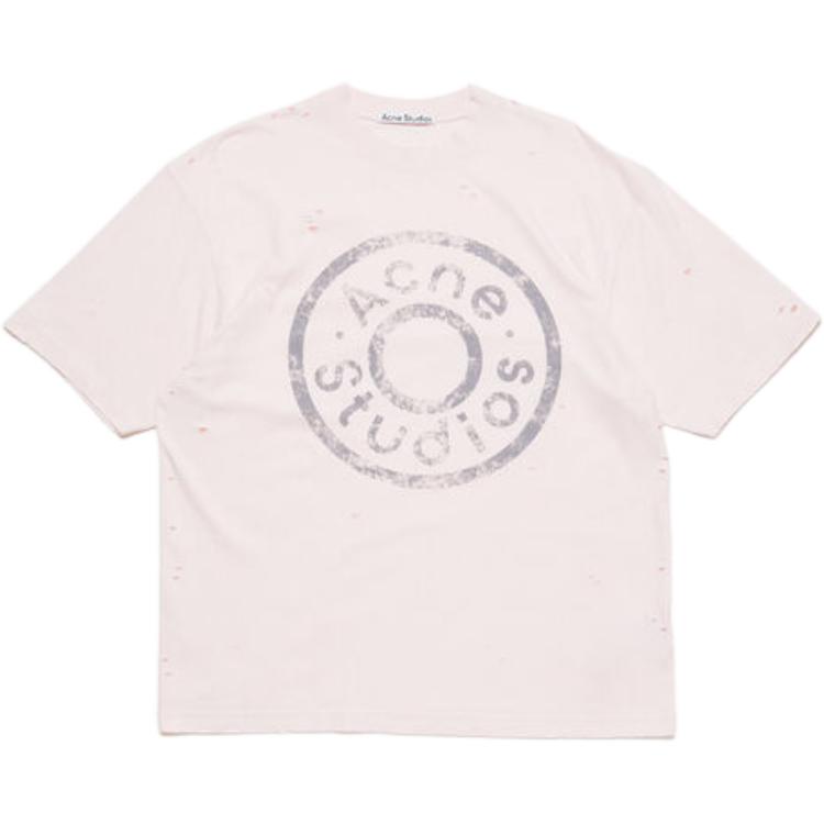 

Футболка с логотипом-пуговицей Acne Studios, светло-розовая