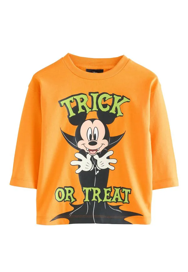 Футболка с длинными рукавами и принтом микки мауса, прямого кроя. Next, Orange Halloween