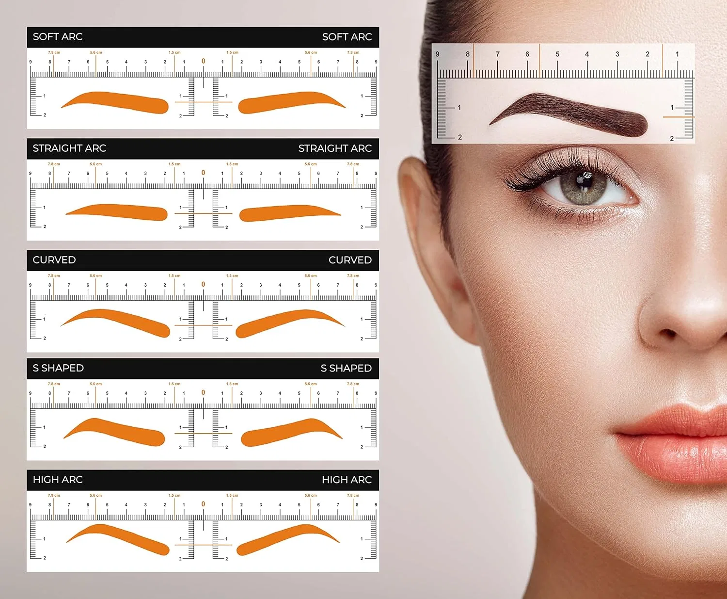 Трафарет для бровей The Perfect Brow Stencil, 50 шт, многоцветный