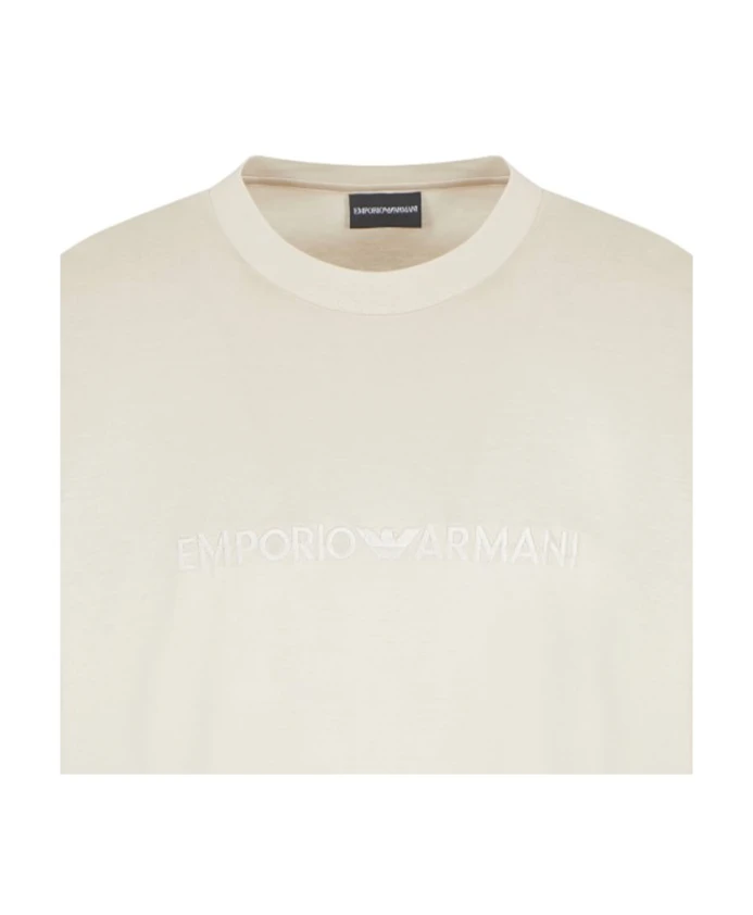 Современная футболка с короткими рукавами и логотипом Emporio Armani, бежевый — фото 2