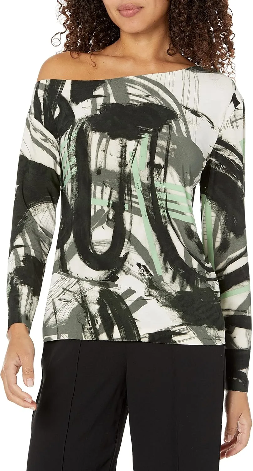 

Norma Kamali Женский топ с длинным рукавом и спущенным плечом