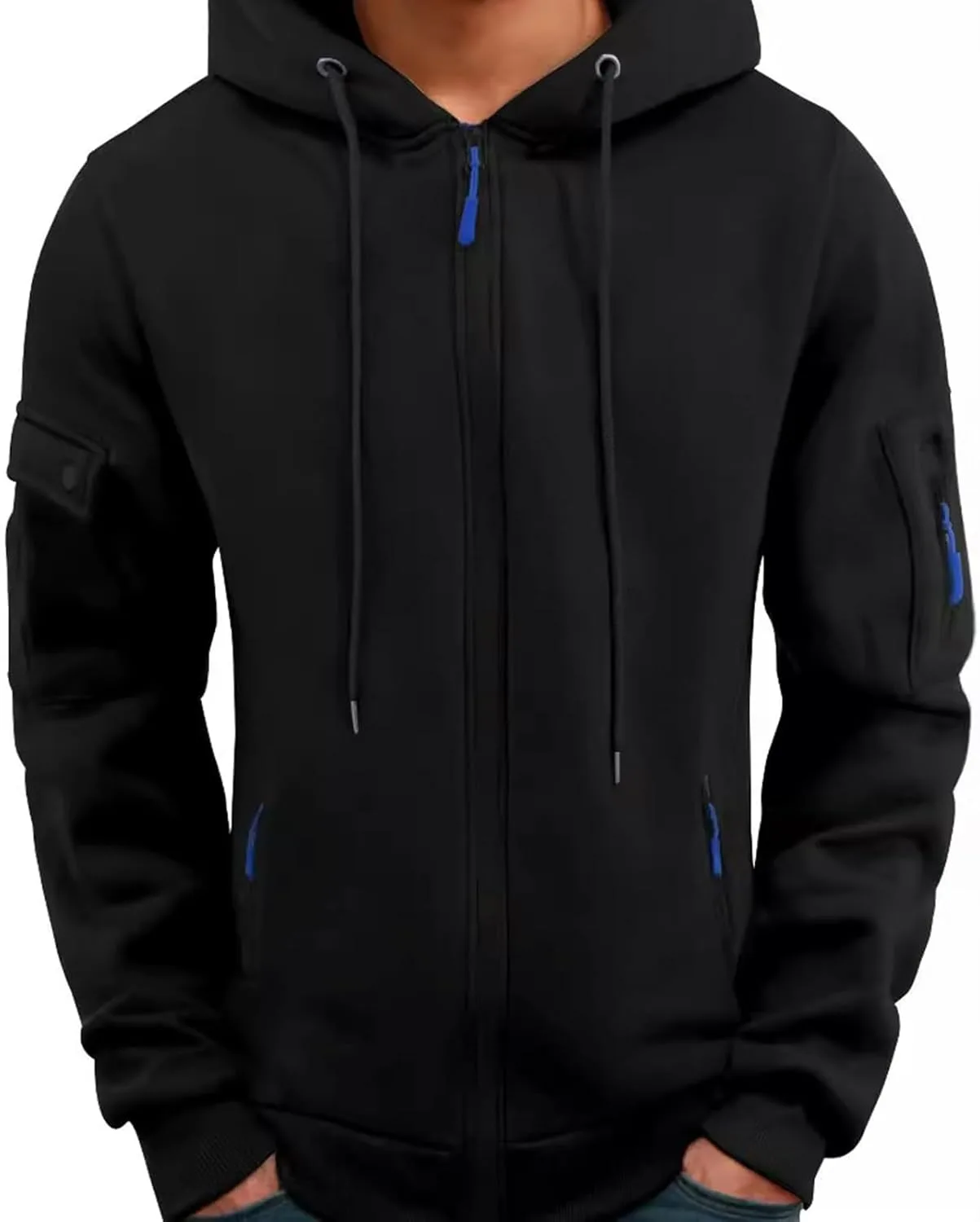 

Мужская тактическая худи Muineobuka с молнией, легкая флисовая с карманами на молнии