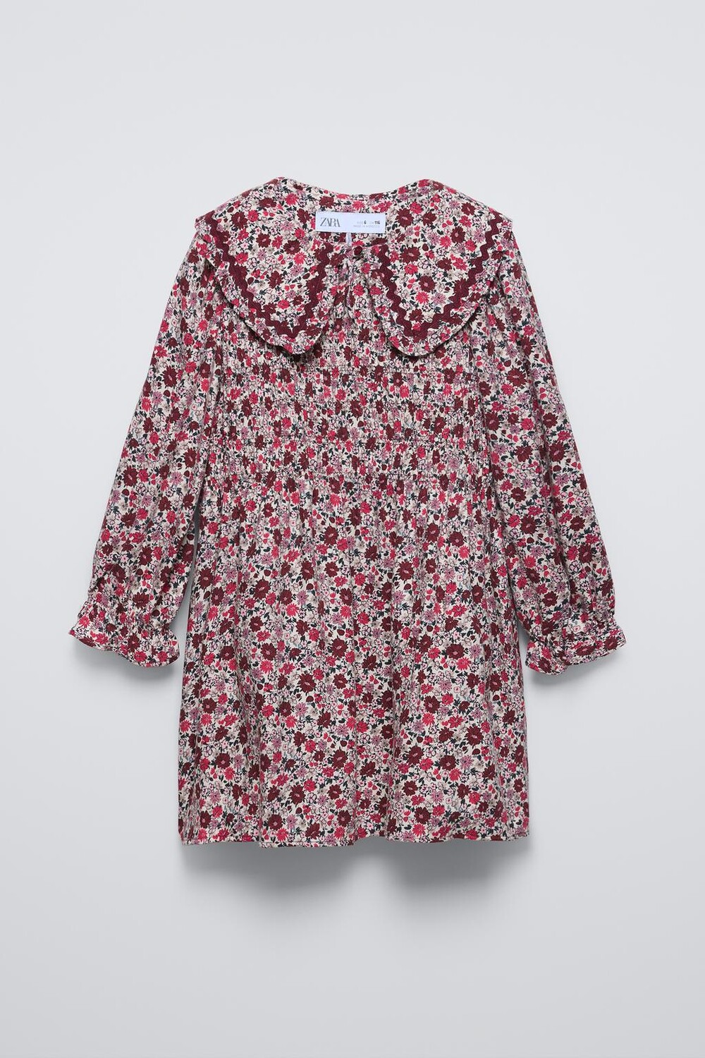 

Платье с принтом и резинкой ZARA, бордо
