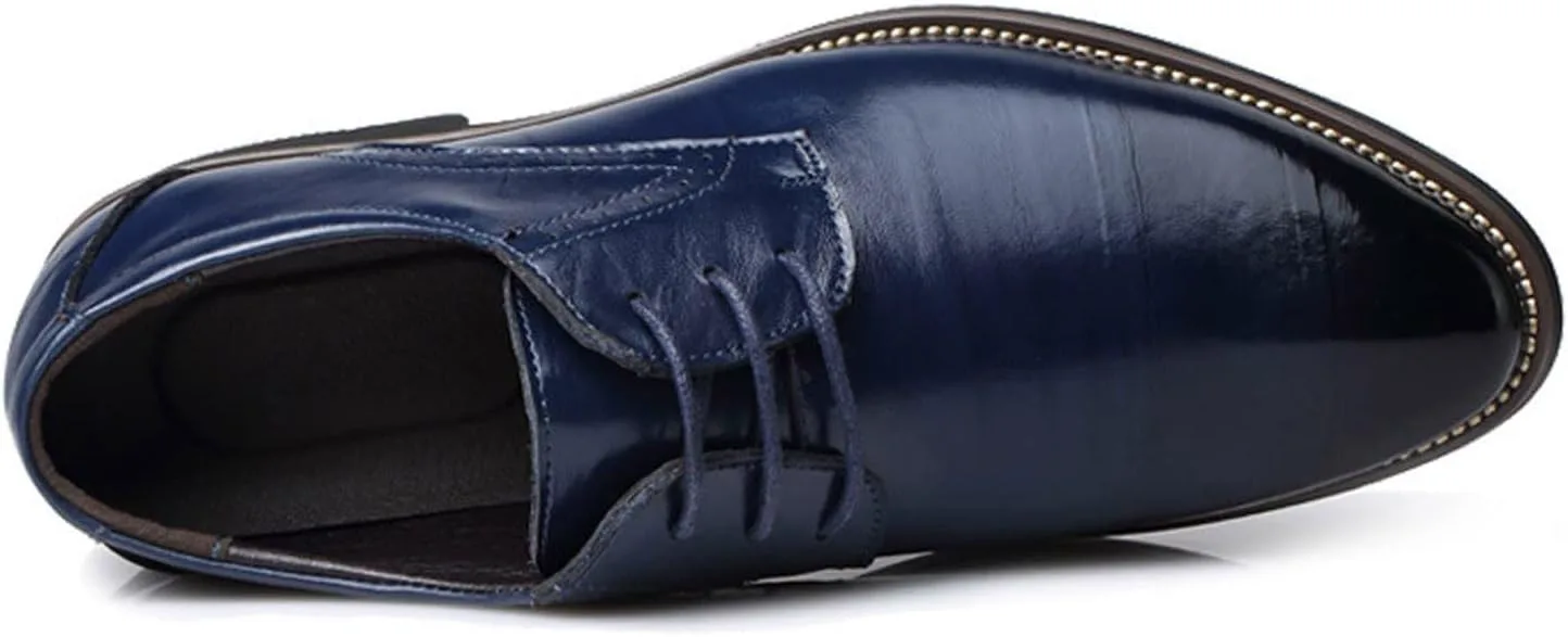 

Мужские деловые туфли HINDOLA, официальные оксфорды, модные свадебные туфли под костюм, кожаные шнуровки, туфли на массивном клиновидном каблуке, синий