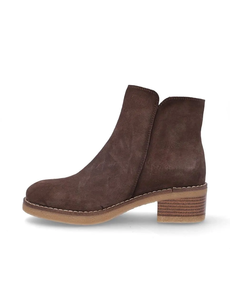 Женские кожаные ботильоны с блоковым каблуком и молнией, гладкая кожа Coronel Tapiocca, темно-коричневый — фото 4