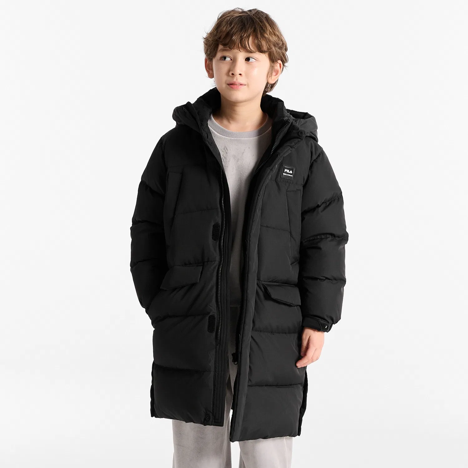 Детский длинный пуховик Fila Kids Essential, чёрный