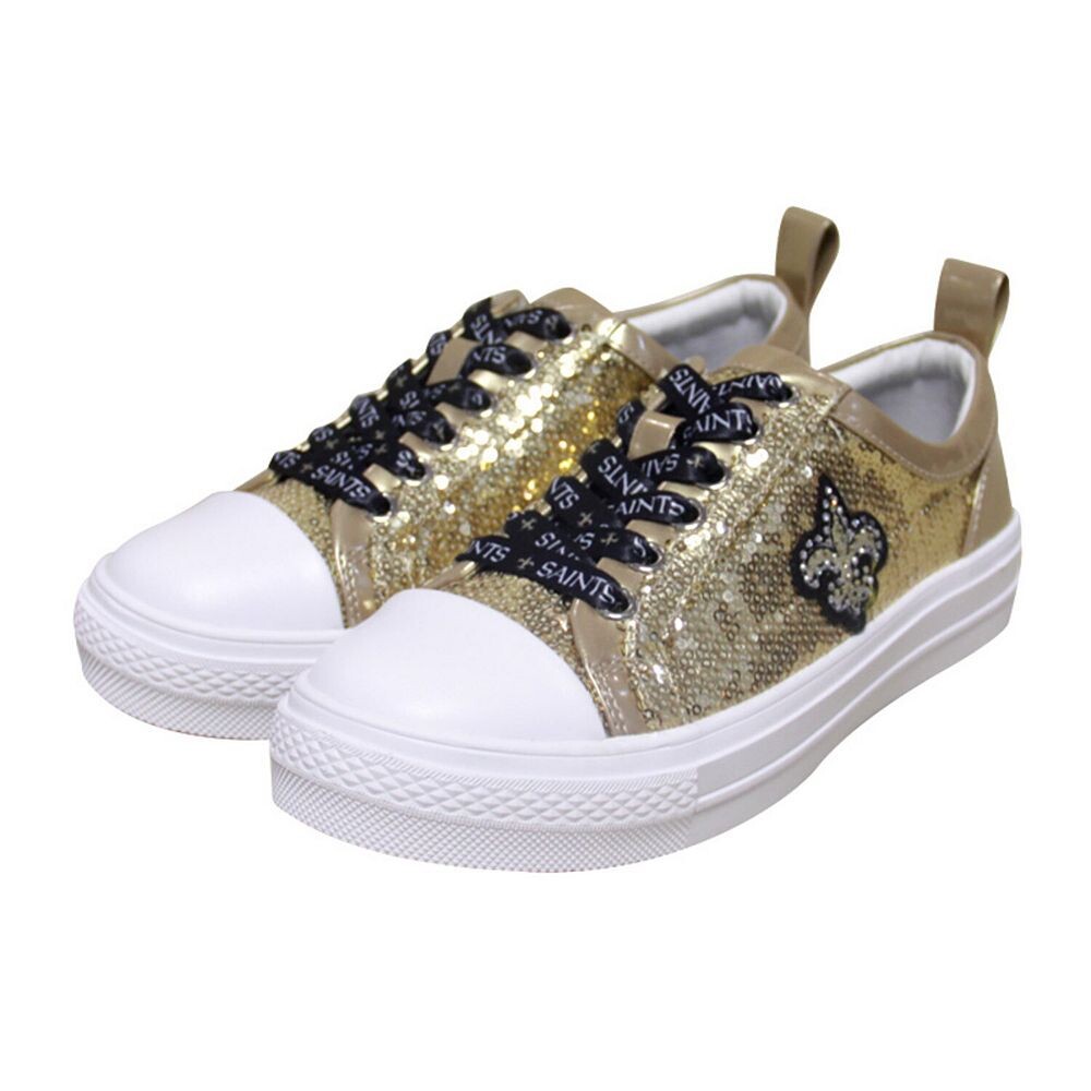 Женские золотистые кроссовки Cuce New Orleans Saints Team с пайетками, цвет Snt Gold — фото 2