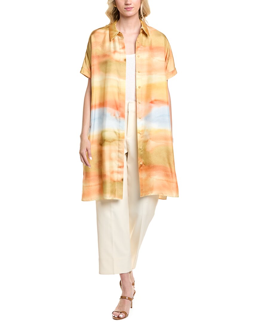 

Lafayette 148 New York Свободная шелковая рубашка-пыльник, желтый