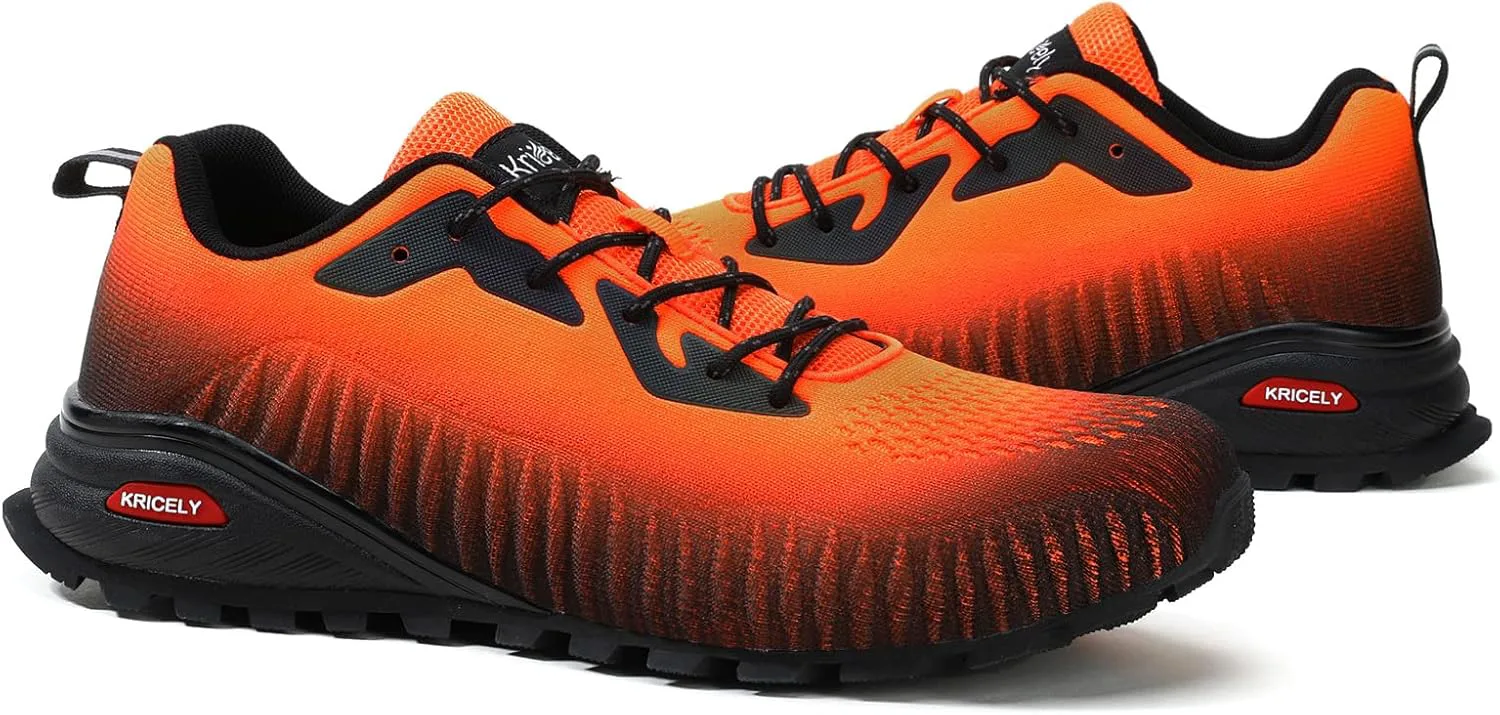 

Мужские кроссовки Kricely для трейл-раннинга, модные кроссовки для ходьбы и походов, теннисные и кросс-тренировочные кроссовки, уличная обувь и повседневная спортивная обувь для мужчин, оранжевый