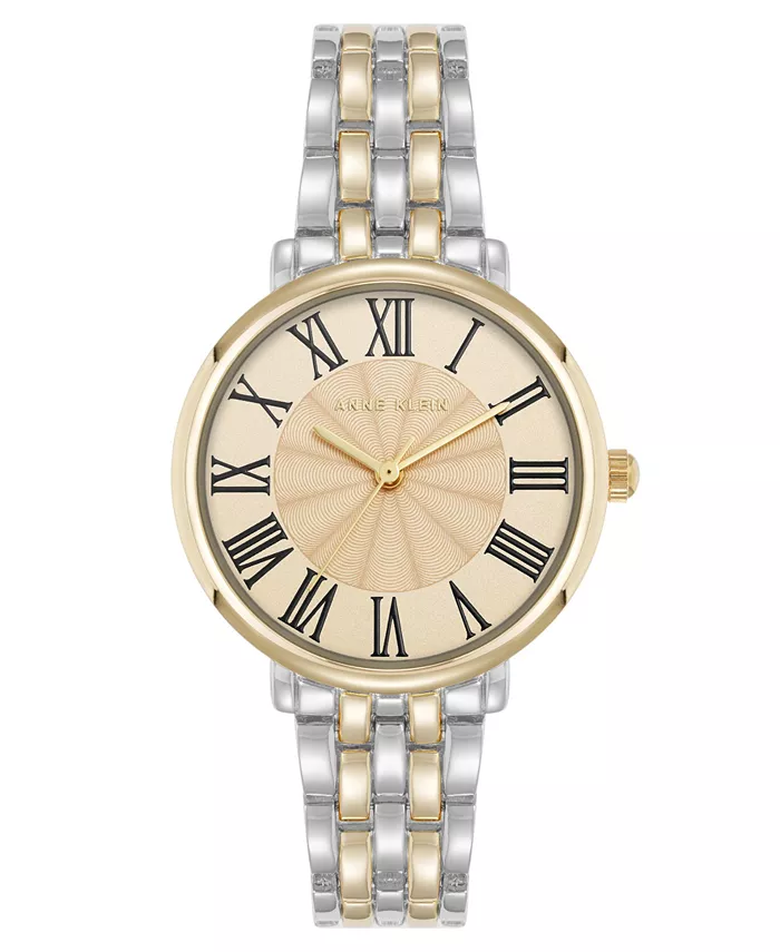 

Женские часы Quartz Round с римскими цифрами, двухцветные, из металлического сплава, 32 мм Anne Klein