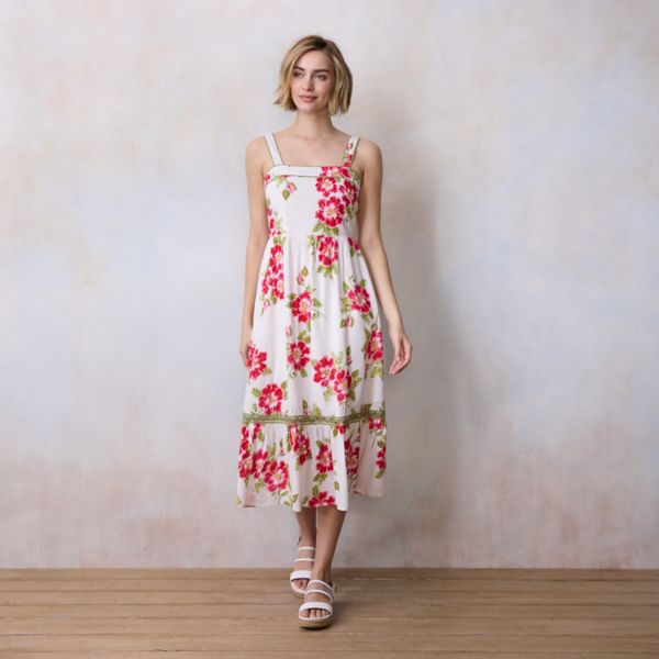 

Миниатюрное платье миди с завязками Lc Lauren Conrad, цвет white hibiscus kiss