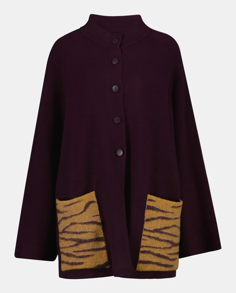 

Пальто с деталями и карманами, с узором зебры Jo & Mr. Joe, бордовый