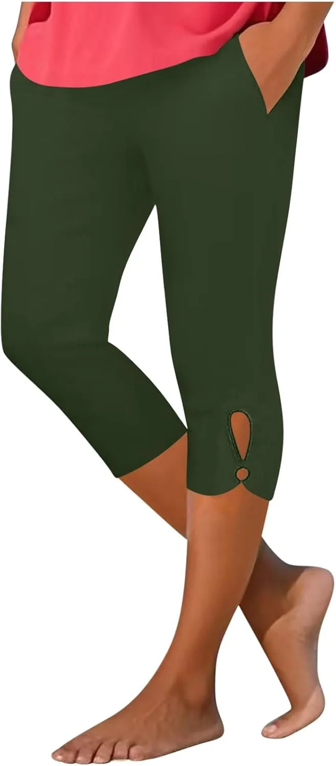 

Женские капри для йоги с карманами, летние, плюс сайз, эластичные