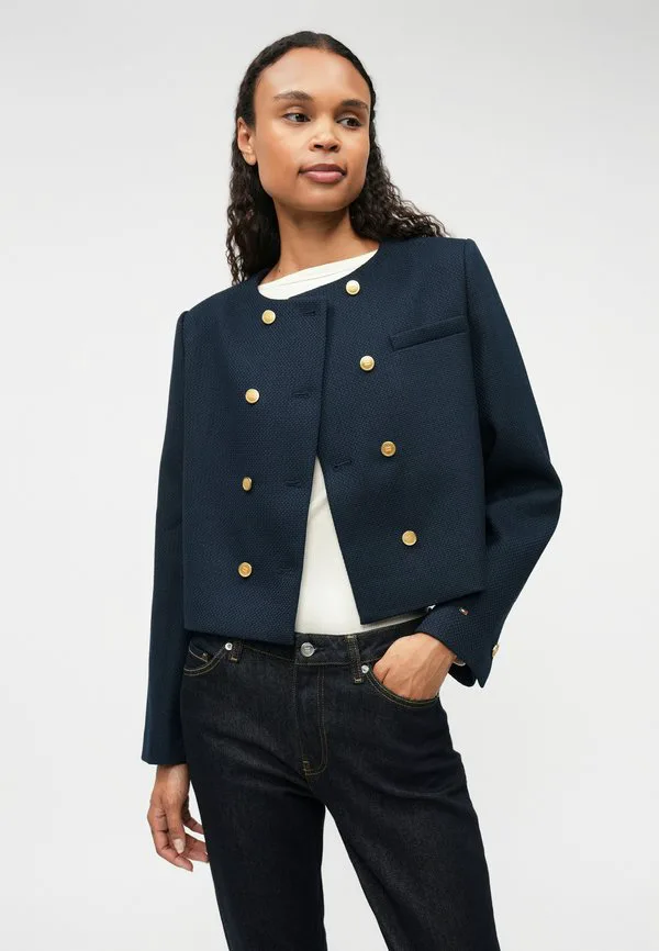 Двубортный пиджак из фактурной шерстяной смеси. Tommy Hilfiger, Dark Night Navy — фото 4