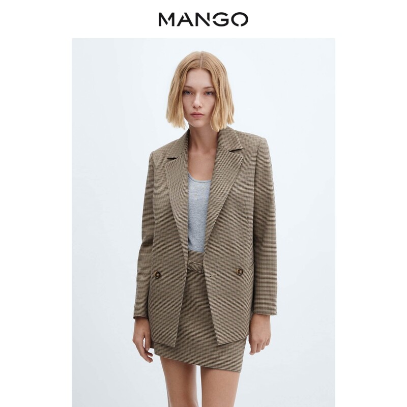 

Куртка женская Mango клетчатая, коричневый