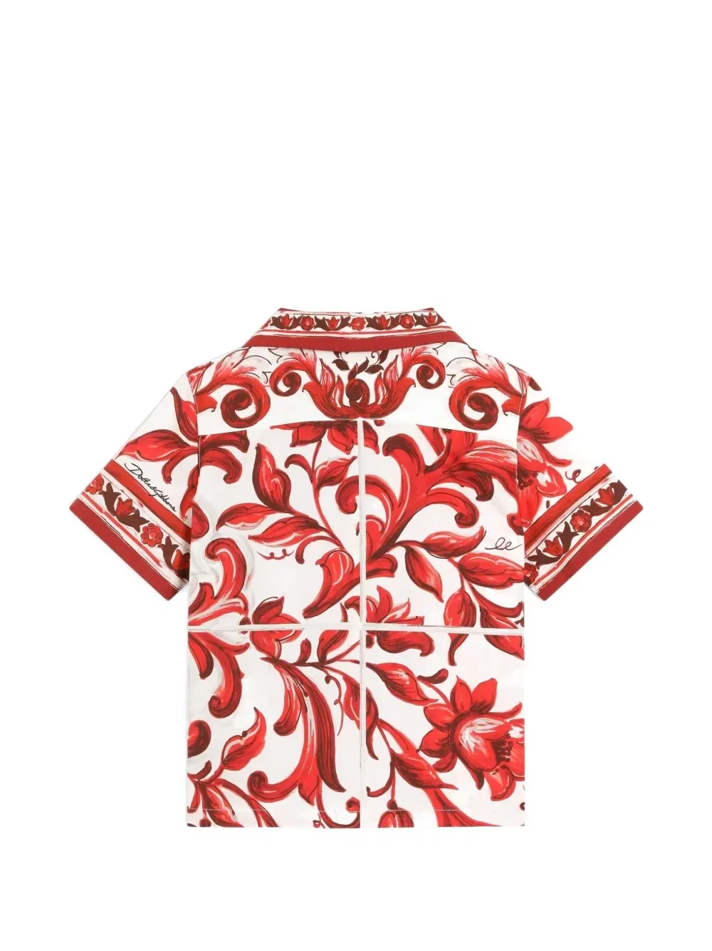 Поплиновая рубашка с принтом Majolica Dolce & Gabbana Kids, белый — фото 2
