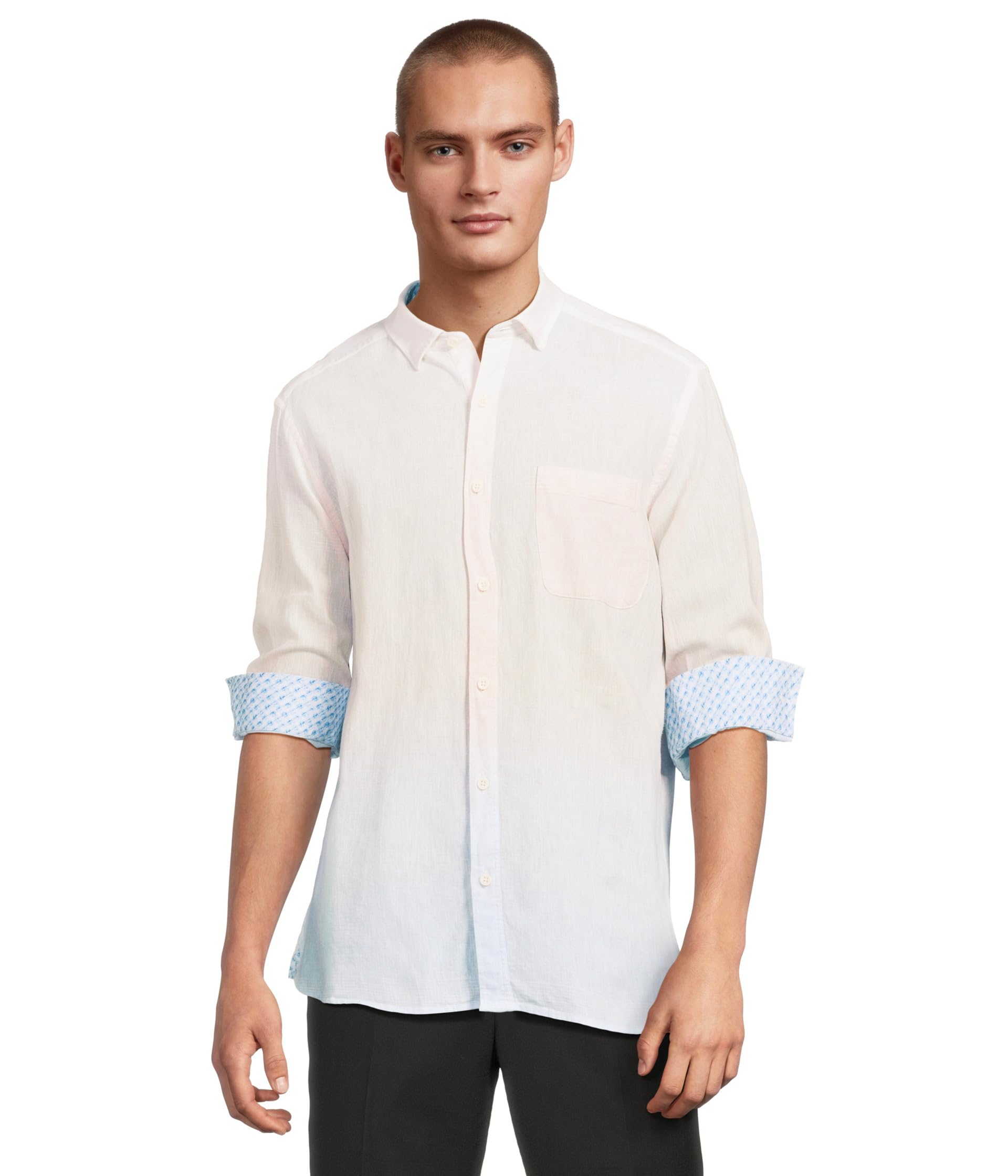 

Рубашка Johnston & Murphy Ombre Linen Shirt, цвет Tan/Blue