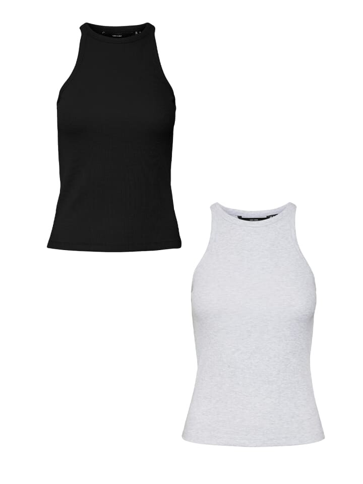

Топ Vero Moda Shirt 2er Set enges Tank Rundhals ohne Ärmel, цвет grau-schwarz