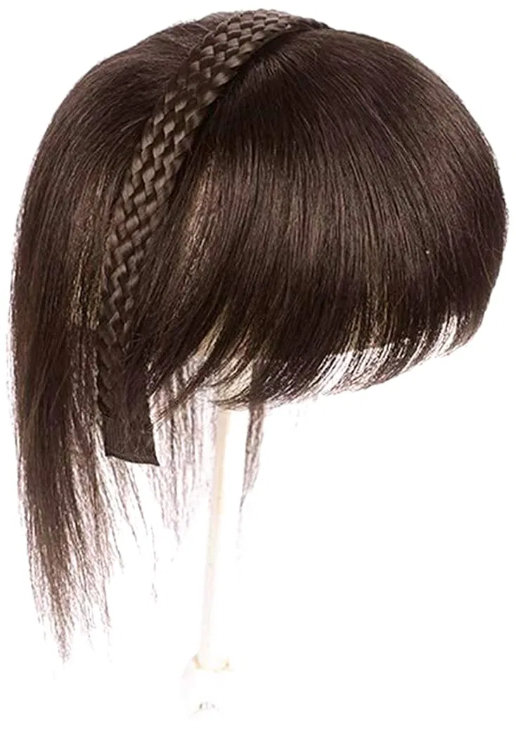 Накладная коса-ободок из натуральных волос с челкой, темно-коричневая Eree Hair