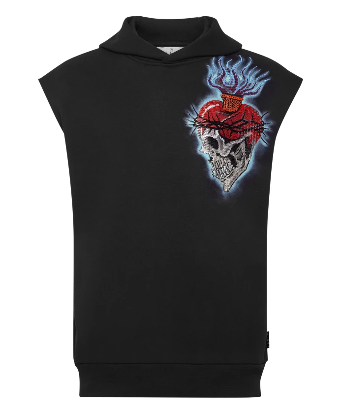 

Толстовка без рукавов с капюшоном и татуировкой любви Philipp Plein, черный