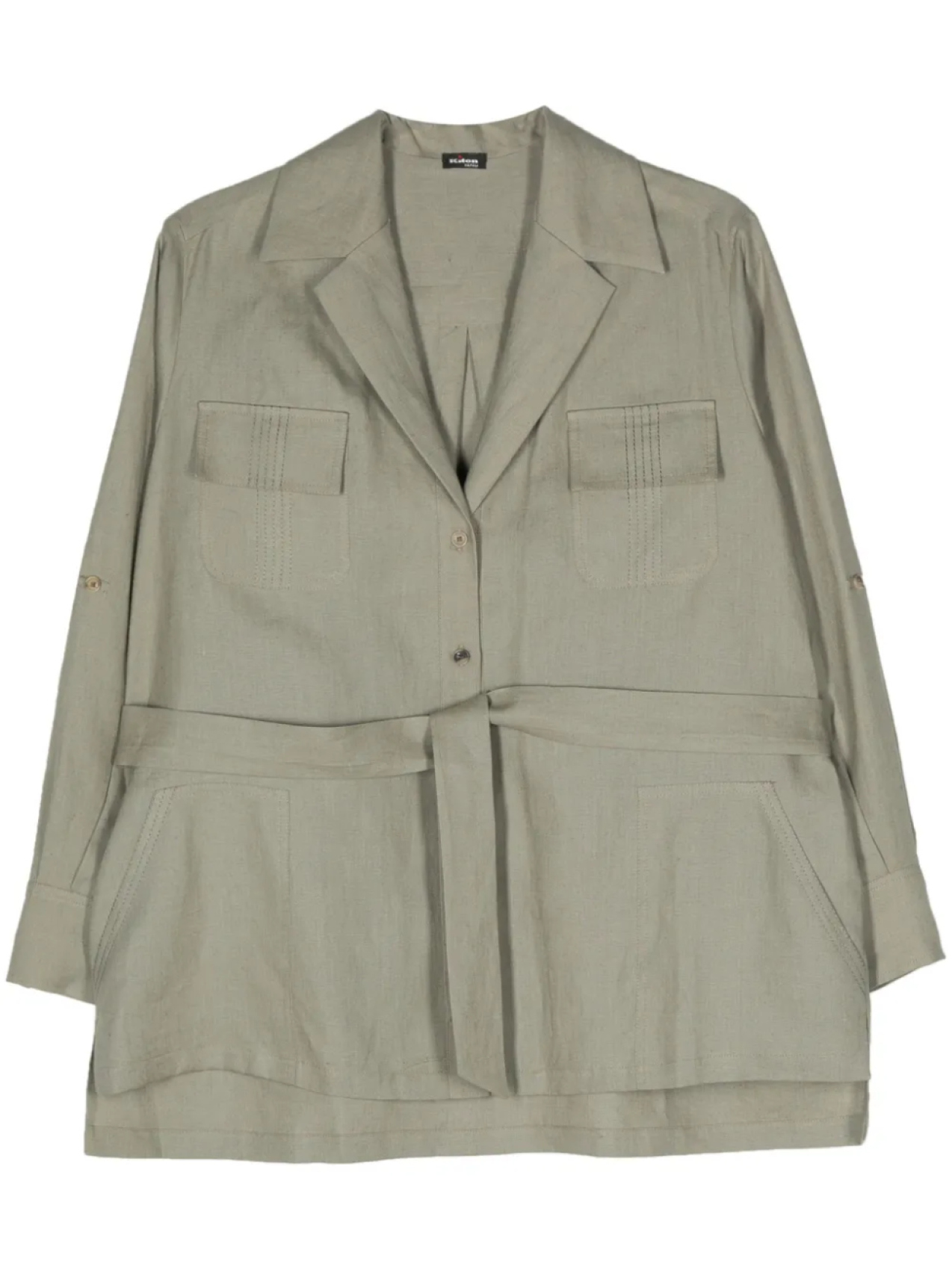 

Льняная рубашка с поясом Kiton, зеленый