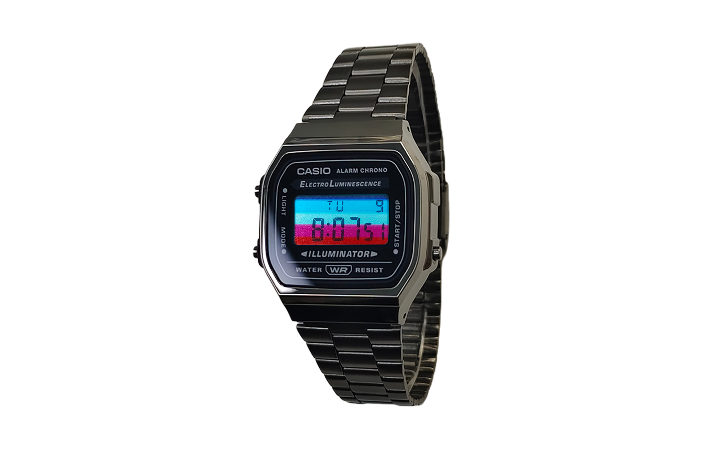 

CASIO Часы Vintage A168, Black Dial with Blue and Red Stripes, Watch Crystal