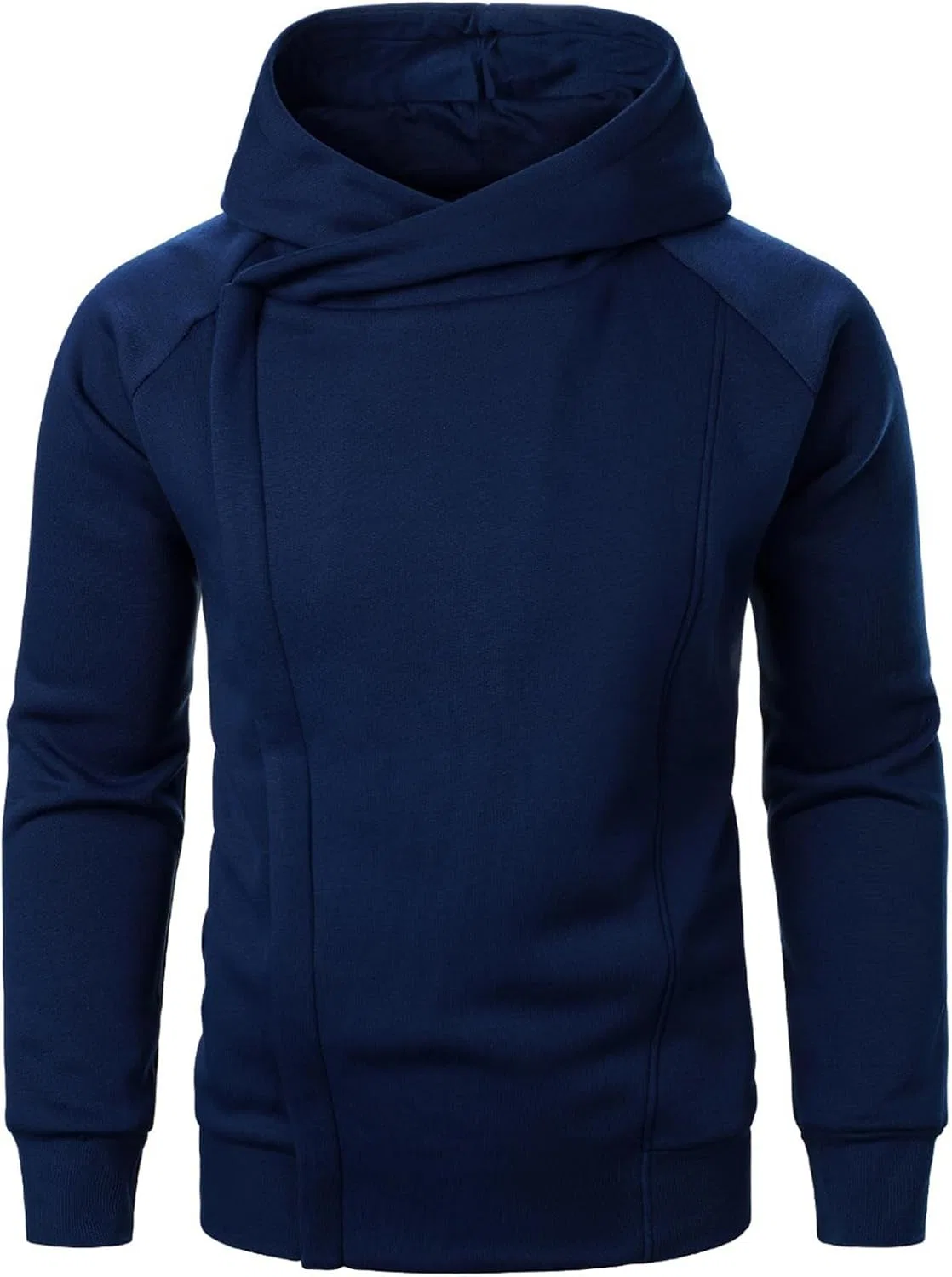 Худи мужское на молнии, асимметричное, Slim Fit, черное — фото 4